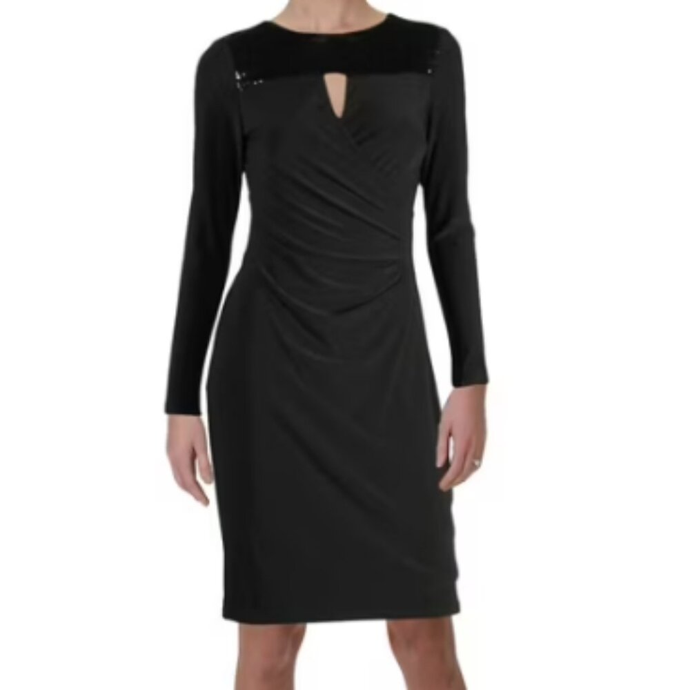 LAUREN by RALPH LAUREN Women's Sequined-Yoke Jersey Dress